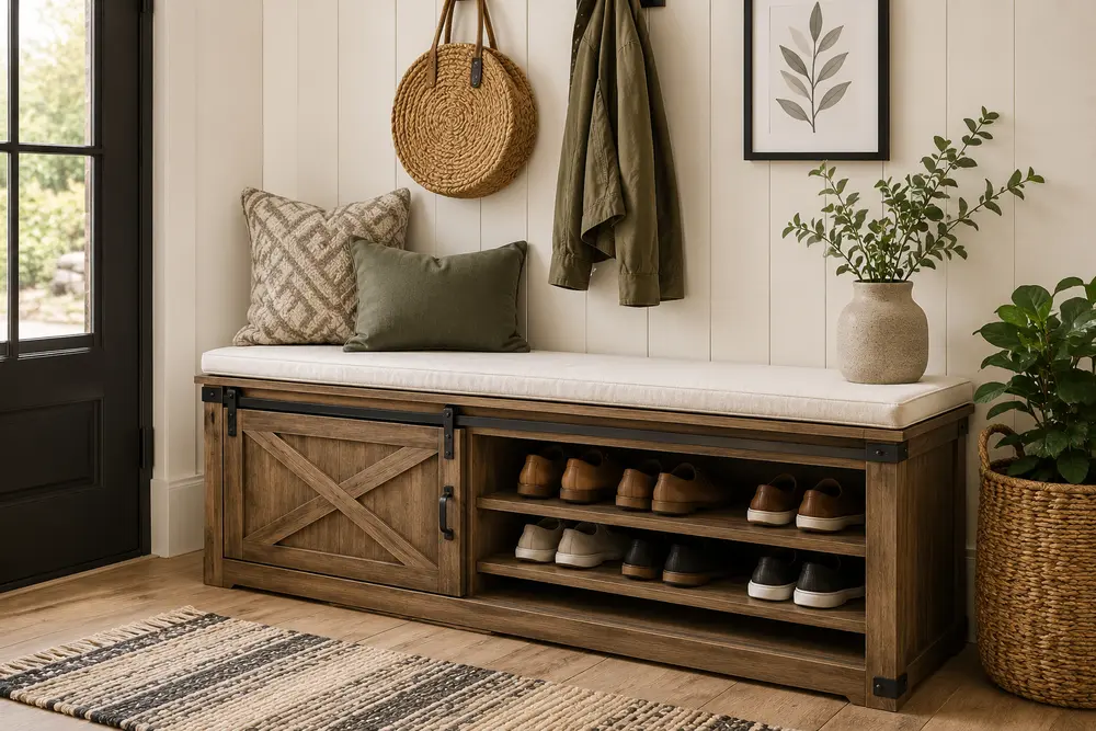 Entryway Bench with Shoe Storage