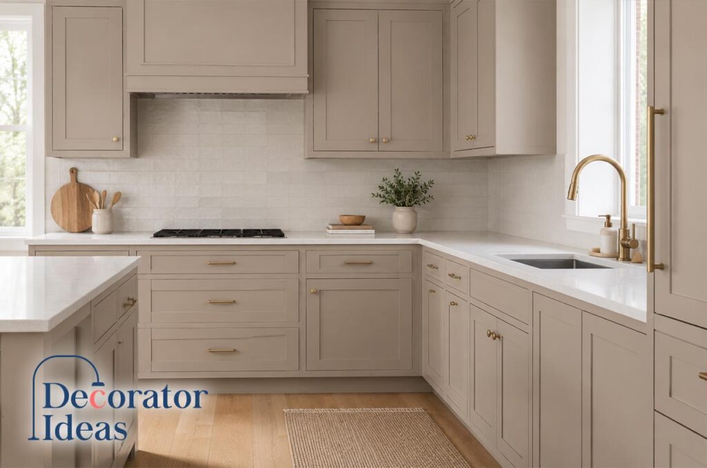 kitchen cabinet in Sherwin Williams Taupe of the Morning